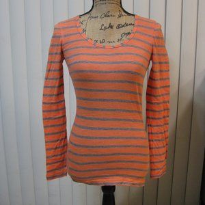 NWT Guess orange gray striped t tee shirt top XS extra small